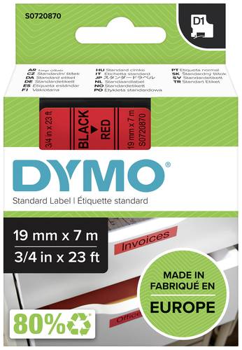 DYMO Schriftband D1 45807 Bandfarbe: Rot Schriftfarbe:Schwarz 19mm 7m von Dymo