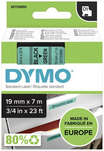 DYMO Schriftband D1 45809 Bandfarbe: Grün Schriftfarbe:Schwarz 19mm 7m von Dymo