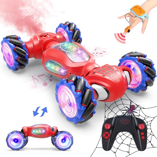 Dysaim Ferngesteuertes Auto ab 6 7 8 9 10 12 Jahre, 4WD RC Auto mit Handsteuerung, 360°Drehung Drift Stunt Car mit Licht Musik Spray, 2.4Ghz Auto Spielzeug Geburtstags Weihnachten Geschenke für Junge von Dysaim