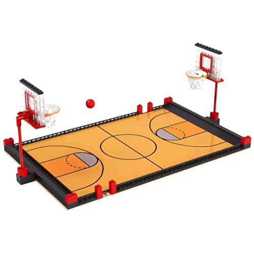 Basketballplatz Bausteine Bausatz, 250Stück Basketball Spiel Grundplatten und 2 Korbball Ständer Klemmbausteine Kit, STEM Architektur Modell Spielzeug, Ideen Geschenke für Fan Jungen Kinder Erwachsene von DzirePada