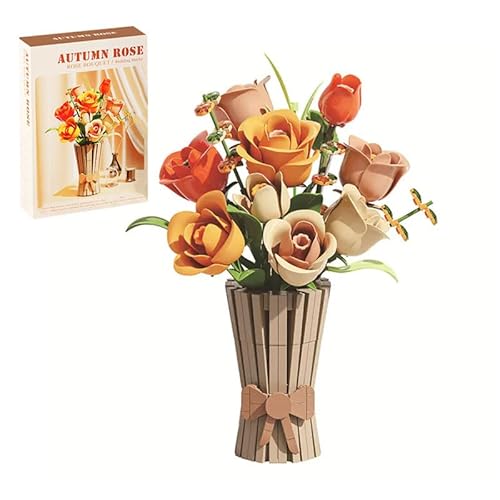 Blumen Strauß Bausteine Bausatz mit Vase, 868Stück Rose Botanische Sammlung Modell Spielzeug, künstliche Blumen Klemmbausteine, Ideen Geschenke für Mädchen Frauen Erwachsene Kinder Home Office Décor von DzirePada