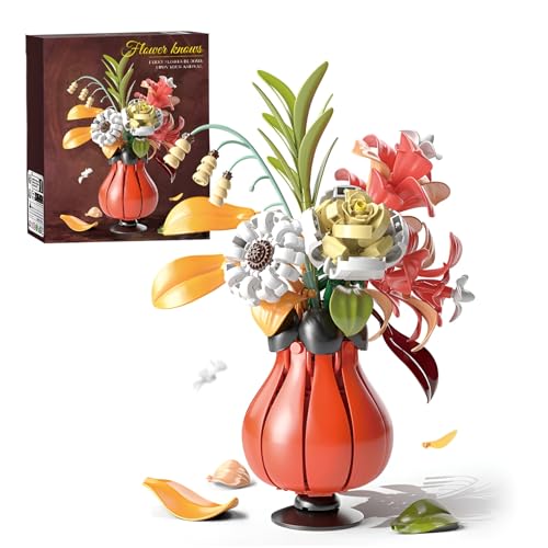 Blumen Vase Baustein Baukasten, 351Stück MINT Botanische Sammlung Künstliche Blumen Modell Spielzeug, Kreative Blumenstrauß Pflanzen Bonsai Bauklötze Kits, Ideen Geschenke für Mädchen Kinder Erwachsen von DzirePada