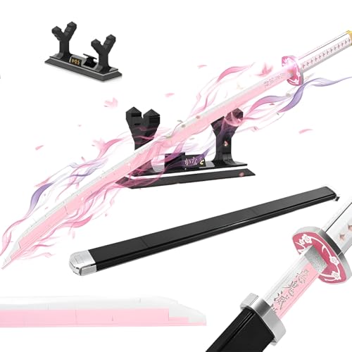 Dämonentöter Schwerter Bausteine Bausatz, 706Stück Tsuyuri Kanao Schwert Baukasten mit Scabbard Stand, Anime Fan Cosplay Schwert Katana Samurai Model Spielzeug, Ideen Geschenk für Kinder Erwachsene(D) von DzirePada