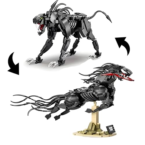 DzirePada 2 IN 1 Dämon Tier Bausteine Bausatz, 998Stück Mutant Pferd Hund Baukasten mit Support Base, Sammlerstücke Film Modell Spielzeug, Alien Monster Horror Geschenke für Fans Kinder Erwachsene von DzirePada