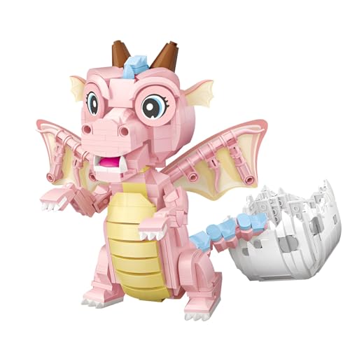 DzirePada Babydrachen Mini Bausteine Baukasten, 771Stück Kreative Drachen Mirco Klammerblöcke Kit, STEM Tiere Modell Spielzeug, Ideen Geschenke für Kinder Erwachsene von DzirePada