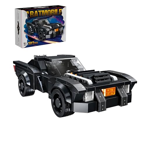 DzirePada Batmobil Bausteine Bausatz, 207Stück Technik Rennwagen Klemmbausteine Kit, Kreative Film Modell Chariot Spielzeug, Ideen Geschenke für Fan Kinder Erwachsene von DzirePada