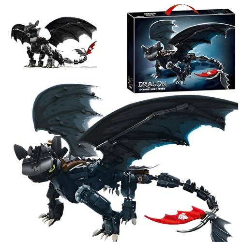 Night Black Zahnloser Drachen Bausteine Bausatz, 1026Stück Kreative Film Bestien Tier Modell Spielzeug, Drogen Enthusiast Klemmbausteine Kit, Ideen Geschenke für Kinder Erwachsene und Büro Haus Decker Night Black Zahnloser Drachen Bausteine Bausatz, 1026Stück Kreative Film Bestien Tier Modell Spielzeug, Drogen Enthusiast Klemmbausteine Kit, Ideen Geschenke für Kinder Erwachsene und Büro Haus Decker von DzirePada