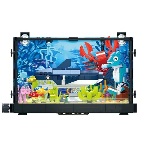 DzirePada Fischen Tank Bausteine Bausatz,648Stück Aquarium Bauklotz Spielzeug, Kreative Marine Hai Öko Tank Tier Modell, STEM Ideen Geschenk für Kinder Erwachsene (7020) von DzirePada