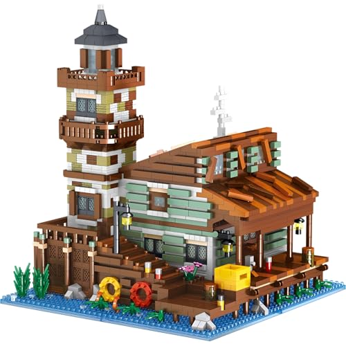 DzirePada Fischerdorf Hütte Mikro Bausteine Bausatz, 2689Stück STEM Architektur Spiel Modulare Bausteine Satz, Kreative Haus Modell Spielzeug, Ideen Geschenke Jungen Mädchen Kinder Erwachsene von DzirePada