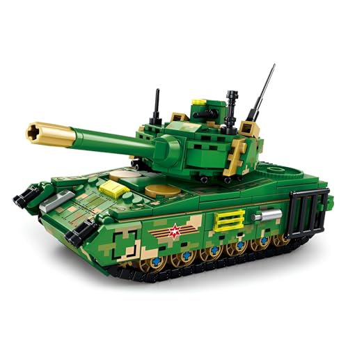 DzirePada Militärischer Panzer Bausteine Bausatz, 342 Teile Krieg T-14 Hauptkampfpanzer Modell Spielzeug, WW2 Sammelbare Armee Panzer Klemmbausteine Set, Ideen Geschenke für Kinder Erwachsene von DzirePada