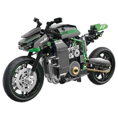 DzirePada Motorrad Bausteine Bausatz, 1:8 Technik Supermotorrad Modell Spielzeug, KA Z1 Racing Superbike BAU Klemmbausteine Kit, Ideen Geschenk für Fan Kinder Erwachsene(T2006) von DzirePada