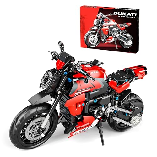 DzirePada Motorrad Bausteine Bausatz, 816Stück Technik Supermotorrad Modell Spielzeug, Racing Superbike BAU Klemmbausteine Kit, Ideen Geschenk für Fan Kid Erwachsene(H1128) von DzirePada