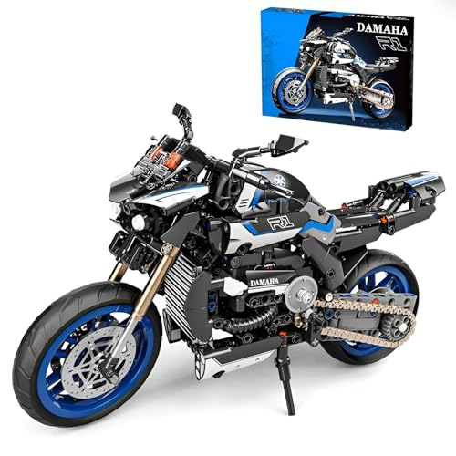 DzirePada Motorrad Bausteine Bausatz, 820Stück Technik Supermotorrad Modell Spielzeug, Racing Superbike BAU Klemmbausteine Kit, Ideen Geschenk für Fan Kid Erwachsene(H1130) von DzirePada