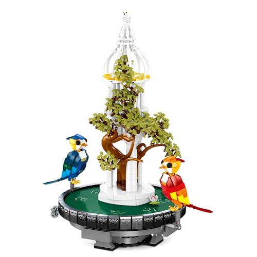 DzirePada Papagei Teich Szene Bausteine Bausatz, 1183Stück Pavillon BAU Modell Spielzeug, Kreative Tier Szenario Blume Bauklötze Kit, Ideen Geschenke für Kinder Erwachsene von DzirePada