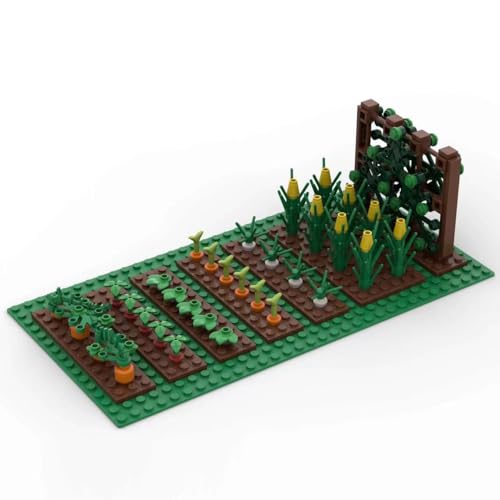 DzirePada Pastorale Landschaft Bausteine Set, DIY Bauernhof, Gemüsebeet, Radieschen, Kürbisse, Maispflanzen Bausteine, MOC Szenen Bausteine Zubehör Botanische Kompatibel mit Großen Marken (Farmland) von DzirePada