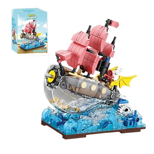 DzirePada Piratenschiff Bausteine Bausatz, Kreative Unerschrockenheit Abenteuer Piratenboot Modell Spielzeug, Schiff mit Wave Sockel Klemmbausteine Kit, Ideen Geschenke für Kinder Erwachsene von DzirePada