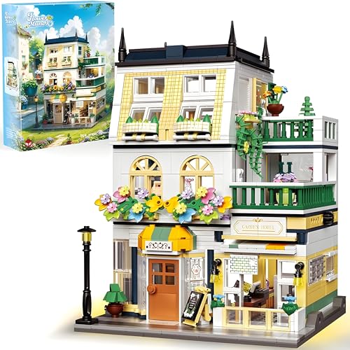 DzirePada Stadtgarten Hotel Micro Bausteine Bausatz, 998Stück Kreative Blume Manor Architektur Spielzeug, Modularer Hausbau Baukasten Modell Ket, Geschenk für Kinder Erwachsene von DzirePada