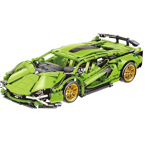 DzirePada Super Rennwagen Baustein Baukasten, 1280Teile 1:14 Sammelbare Modell Sprots Auto Spielzeug, Technick Supercar Klemmbausteine Kit, Ideen Geschenke für Jungen Kinder Erwachsene von DzirePada