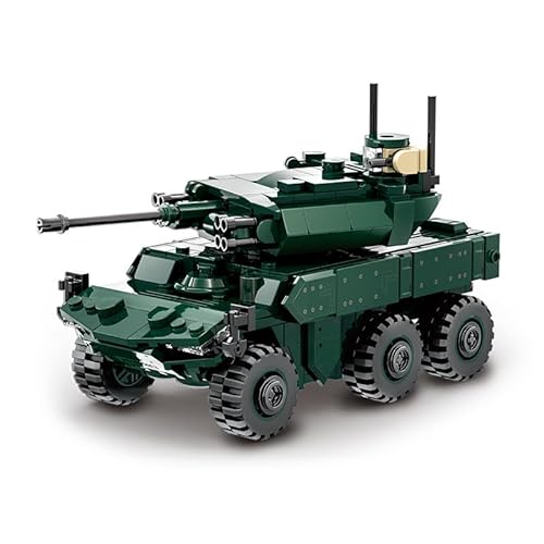 DzirePada Technik Panzer Bausteine Modell, 381 Teile Militär EBRC Jaguar Panzer Bausteine Bausatz, Klemmbausteine MOC Konstruktionsspielzeug Set für Kinder Erwachsene und Militärfans (3517) von DzirePada