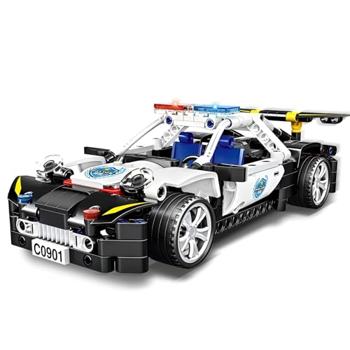 DzirePada Technik Polizeiwagen Bausteine Bausatz, 359Stück 1:18 Sportwagen Modell Spielzeug, Sammelbare Rennwagen Bauklötze, Geschenkideen für Jungen Kinder Erwachsene(C0901) von DzirePada