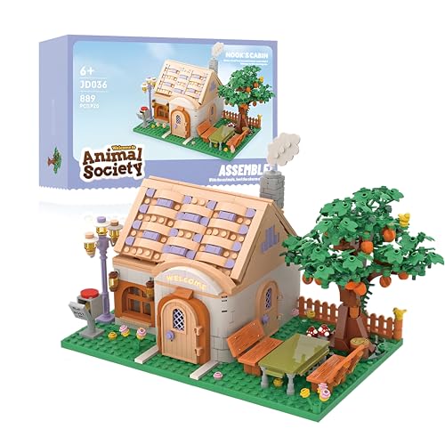 DzirePada Tiergesellschaft Haus Bausteine Bausatz, 889Stück baubare kreative Wald Tierdorf Hütte Modell Ziegel Spielzeug, STEM Idee Geschenk für Kinder Erwachsene von DzirePada