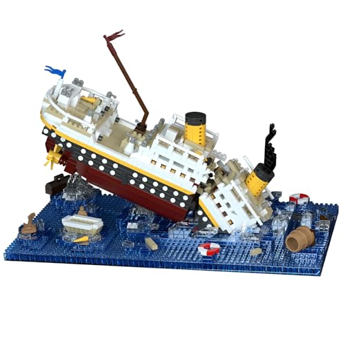 DzirePada Titanische Mini Bausteine Bausatz, 2308Stück Kreuzfahrtschiff Schiffswrack Boot Modell Spielzeug, Bootsbau Klemmbausteine, Geschenkideen für Fan Kinder Erwachsene von DzirePada