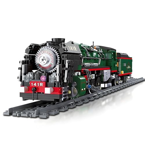 DzirePada Vintage Dampfeisenbahn Bausteine Bausatz, 1782Stück Klassische Eisenbahn Modell Baukasten Kit, STEM Lokomotive BAU Ziegel Spielzeug, Ideen Geburtstag Geschenk für Jungen Erwachsene Kinder von DzirePada