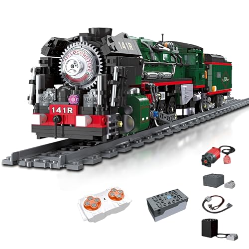 Fernsteuerung Vintage Dampfeisenbahn Bausteine Bausatz, 1782Stück Klassische Eisenbahn Modell Baukasten Kit, STEM Lokomotive Bau Ziegel Spielzeug, Ideen Geburtstag Geschenk fü Jungen Erwachsene Kinder von DzirePada