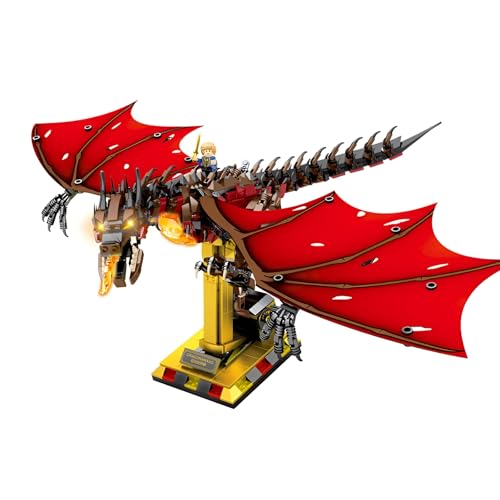 Feuerdrache Smaug Bausteine Bausatz, 1359Stück Ringen Der Herr Magische Kreatur Tier Modell Spielzeug, Sammelbare Mittelalterliche Zauberer Welt Drachen Bausteine Kit, Ideen Geschenke Kinder Erwachsen von DzirePada