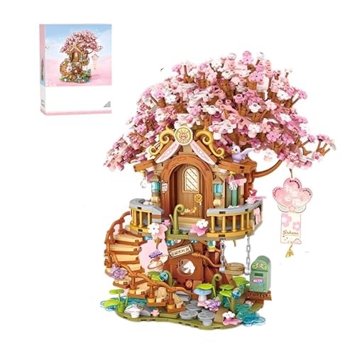 Japanische Sakura Baumhaus Mini Baustein Baukasten, 1149Stück Kirschbaum Mikro Architektur Modell Spielzeug, STEM Botanische Sammlung Konstruktionen Klemmbausteine Kit, Idee Geschenke Erwachsen Kinder von DzirePada