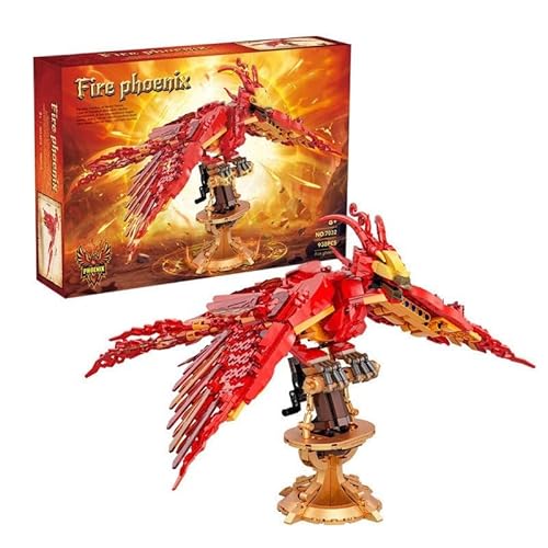 Magische Welt Feuer Phoenix Bausteine Set, Phoenix Klemmbausteine Set, 938 Teile Kreative Vogel und Tier Architektur Modell, Geschenkspielzeug für Jungen und Mädchen, Kompatibel mit Großen Marken von DzirePada