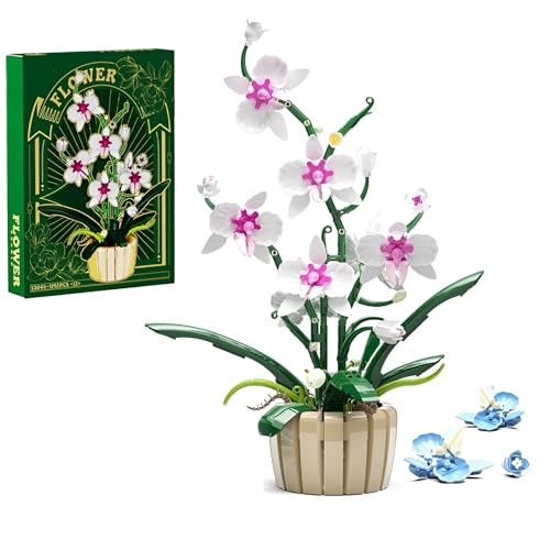 Orchidee Blume Bausteine Bausatz, 1192Stück Veränderbare Künstliche Blume mit Zwei Farben von Blütenblättern Klemmbausteine Kit, STEM Orchid Bonsai Modell Spielzeug, Geschenke für Kinder Erwachsene von DzirePada