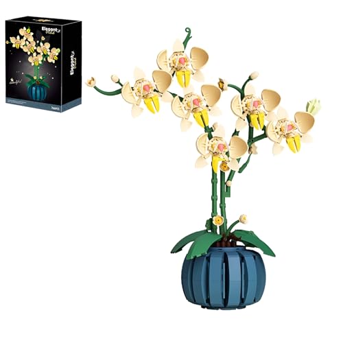 Orchidee Blume Bausteine Bausatz, 766 Stück künstliches Blumen Modell Spielzeug, Pflanzensammlung Blumen Klemmbausteine, Geschenkideen für Kinder und Erwachsene und als Dekoration für das Büro(2173) von DzirePada