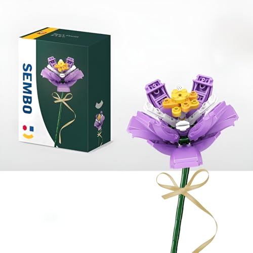 Safran Blume Bausteine Bausatz, Einzelne Künstliche Blumen Modell Spielzeug, Botanical Collection Florid Ziegel Kit, Ideen Geschenke für Erwachsene Jugendliche Frauen Alter, Valentins(601232-B) von DzirePada