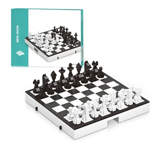 DzirePada Schach Micro Bausteine Bausatz, 1384Stück STEM Brettspiel Gebäude Modell Spielzeug, kreative Schach Mini Klemmbausteine Kit, Ideen Geschenke Kinder Erwachsene und Büro Home Decor von DzirePada