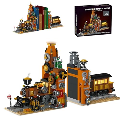 Steampunk Train Bookmark Baustein Baukasten, 1252Stück Creative Buch Nook Spielzeug Kit, DIY Bücherregal einfügen Blöcke Dekor Sammlung Modell Ziegel, Idee Geschenke für Erwachsene Teens Zug Liebhaber von DzirePada