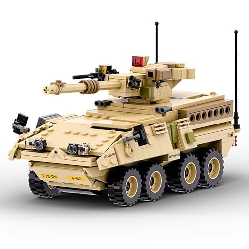 Technik Panzer Bausteine Modell, 458 Teile Militär M1128 Mobile Gun System Panzer Bausteine Bausatz, Klemmbausteine MOC Konstruktionsspielzeug Set für Kinder Erwachsene und Militärfans (3513) von DzirePada