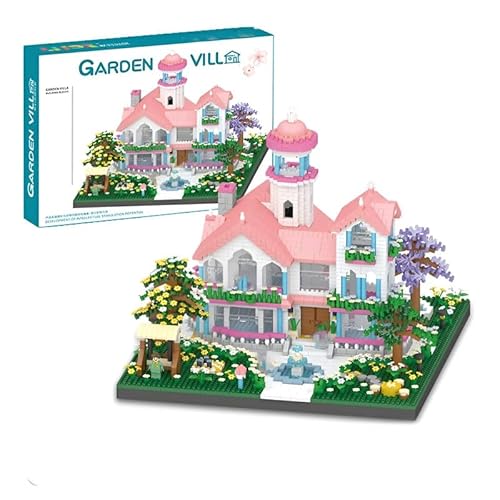 Traumgarten Villa Mini Baustein Baukasten, 3800Stück Kreative Mädchen Street View Konstruktionen Modellspielzeug, Blumen Baum Architektur Mrico Klammerblöcke Kit, Ideen Geschenke für Kinder Erwachsene von DzirePada