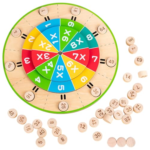 Dzmuero 1x1 Lernen Spiel, Multiplikationsbrett, Montessori Multiplikationstafel aus Holz für Kinder, 1x1 Lern Drehscheibe, Mathematik-Lernspielzeug, Mathe-Lernbrett von Dzmuero