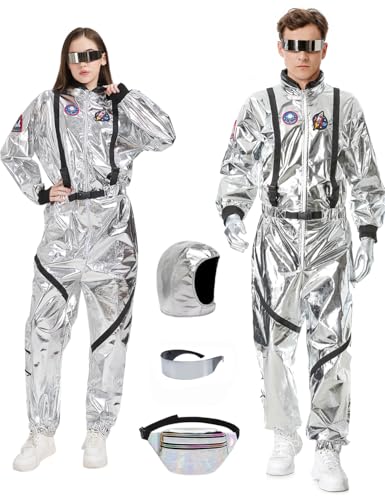 Dzorim Astronaut Kostüm Herren Frauen Faschingskostüme Damen Astronaut Overall Space Anzug Weltall Astronauten Kostüm Herren Erwachsene Damen Spaceman Raumfahrer Costume von Dzorim