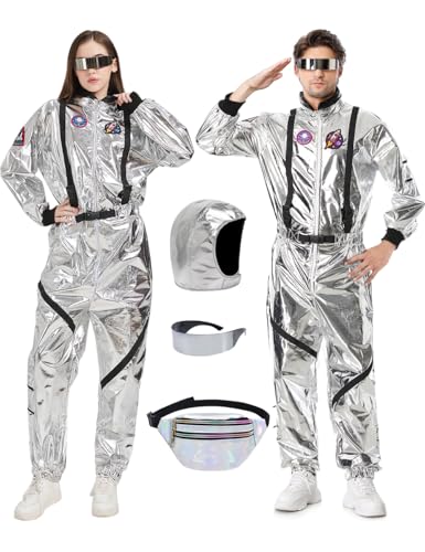 Dzorim Astronaut Kostüm Herren Frauen Faschingskostüme Damen Astronaut Overall Space Anzug Weltall Astronauten Kostüm Herren Erwachsene Damen Spaceman Raumfahrer Costume von Dzorim