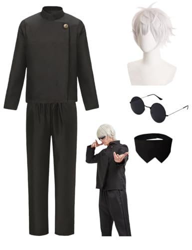 Dzorim High School Gojo Satoru Geto Cosplay Kostüm Young Jjk Uniform Jacke Outfit für Herren (Black, L) von Dzorim