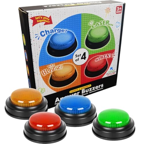 4 Stück Spiel Antwort Buzzer Mit Sound -Spiel Show Buzzer- Spiel Buzzer Mit Lichtern Und Quiz Got Talent Buzzer Familie Feud Spiel Mit Buzzer Buzzer Für Klassenzimmer Haustier Talking Training Antwort von DzpKrka