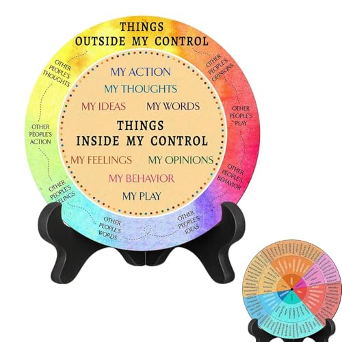 DzpKrka Feelings Wheel Chart, Wooden Feelings Wheel, Calm Emotions Wheel, Feelings Wheel With Stand, Mental Health Emotions Chart, Wooden Emotion Wheel Chart, Emotional Wheel 18x18x5cm von DzpKrka