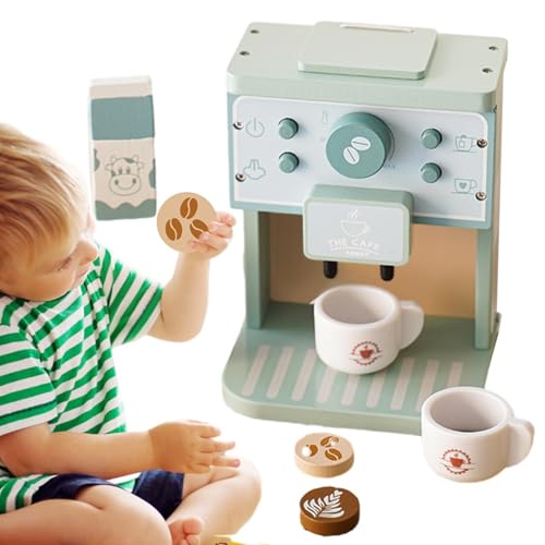 DzpKrka Kinder Kaffeemaschine Holzküchenspielzeug, tun Sie vor, Kaffeemaschine zu Spielen - Hölzerne Spielzeugkaffeemaschine Playset - Bildungsküchenzubehört von DzpKrka