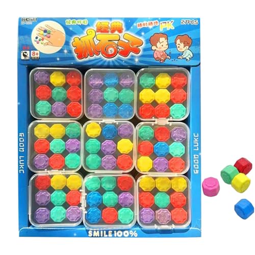 DzpKrka Sensorisches Steinspielzeug für Kinder, Steinbrettspiel, Grab Stone 27-teiliges Brettspiel zum Anfassen, sensorisches Spielzeug, Passender Brain Teaser, farbenfrohes Lernspielzeug für Kinder von DzpKrka