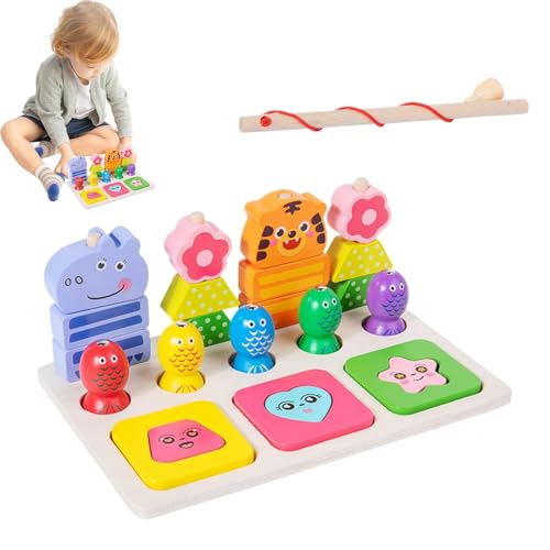 DzpKrka magnetfischereispiel, Magnetic Fishing Game für, Kreatives Holzform Matching Table Game, Kreative Feinmotorik -Fähigkeiten Spielzeug für Mädchen Kinder Kinder von DzpKrka