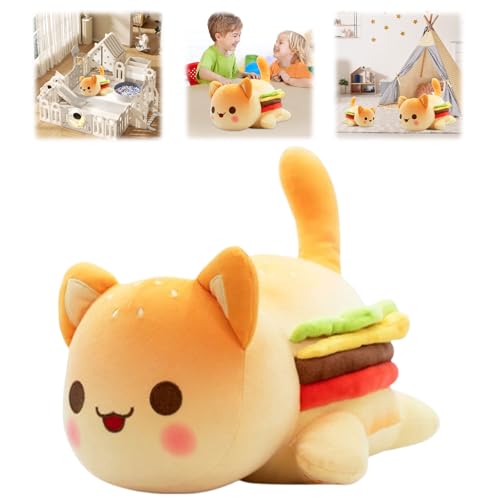 E-ALLDIR MeeMeows Cat Food Plushies, Burger-Katze Meemeows Plush, Cat Food Plushies Cat Mee Meow, Cute Anime Cartoon Cat Stuffed Animal Figure Toy Plush Pillow Gift for Fans Kids von E-ALLDIR