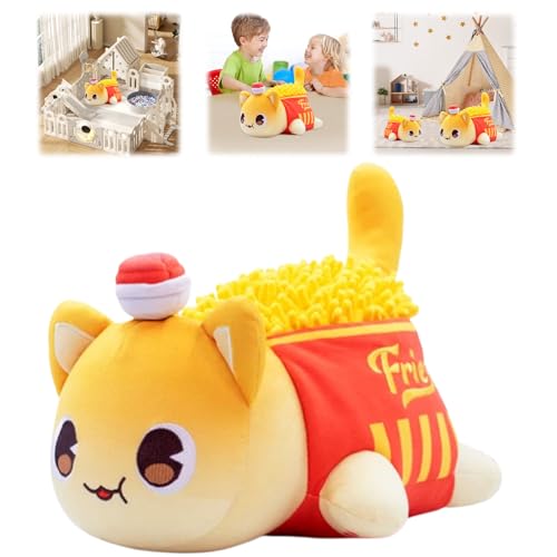 E-ALLDIR MeeMeows Cat Food Plushies, Pommes-Frites-Kätzchen Meemeows Plush, Cat Food Plushies Cat Mee Meow, Cute Anime Cartoon Cat Stuffed Animal Figure Toy Plush Pillow Gift for Fans Kids von E-ALLDIR