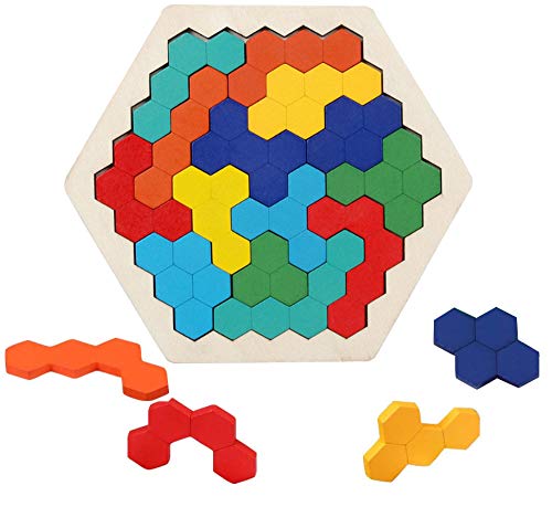 EACHHAHA Hexagon Holzpuzzle Box Spielzeug, Montessori Spielzeug für Kinder, Kreativ Lernspielzeug,Fördert räumliche Vorstellungskraft und logisches Denken, Lernendes Puzzle Spielzeug von EACHHAHA